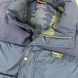 LL Bean Outdoors Puffer Vest‎ Blue Men's Large Tall Down insulated Snap Zip